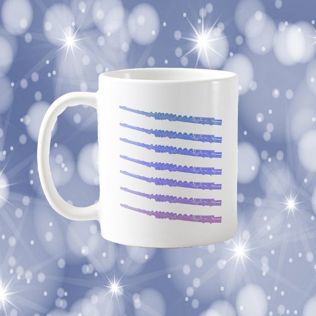 Mug Flûtes Musique Rose violet bleu (A mug with flutes done in pink, purple and blue)