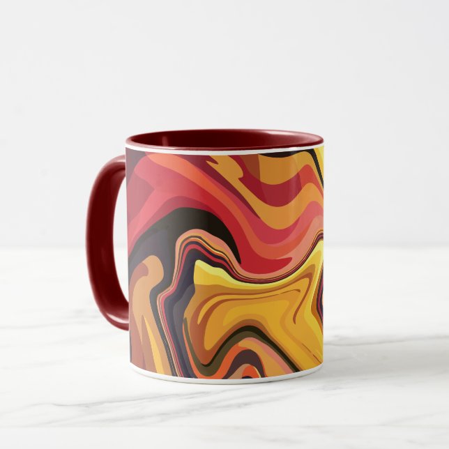Mug Flux Abstrait jaune, orange et rouge vif (Devant gauche)