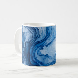Mug Flux Bleu Harmonieux Abstrait Bleu Blanc