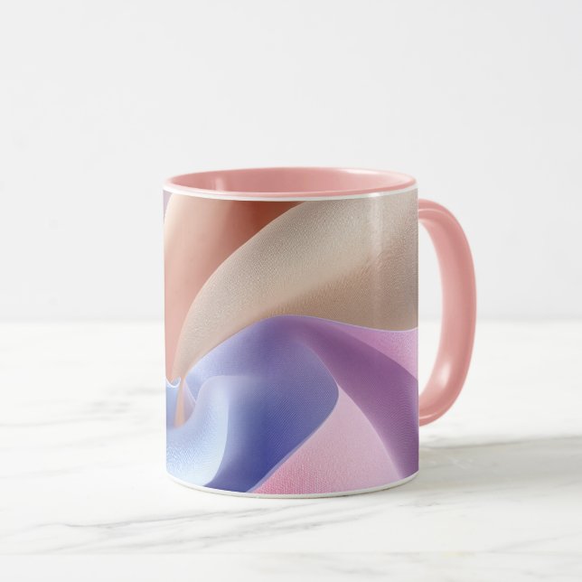 Mug Flux de tissu pastel abstrait avec des courbes dou (Devant droit)