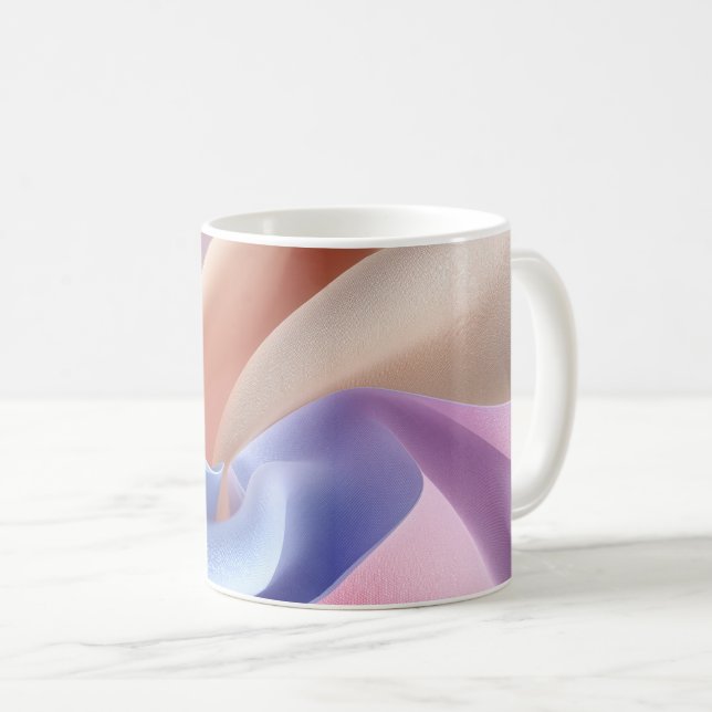 Mug Flux de tissu pastel abstrait avec des courbes dou (Devant droit)