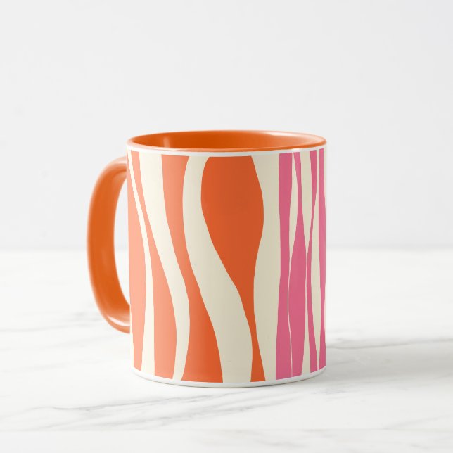 Mug Flux et reflux - Rose, Orange et Crème  (Devant gauche)