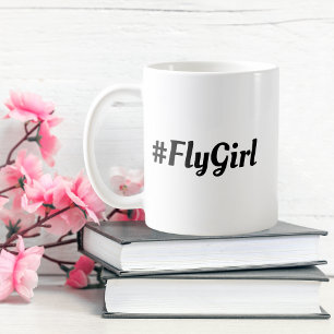 Mug #FlyGirl Typographie Simple,Voyage Moderne