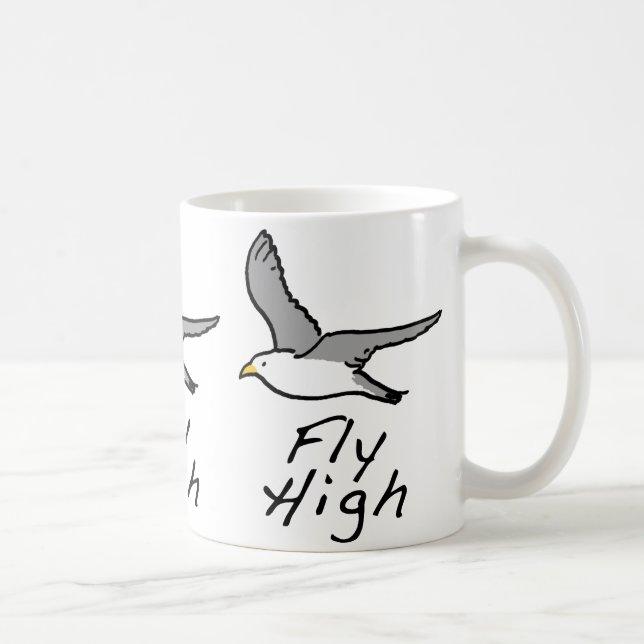 Mug Flying Bird. Mouette mouillée en vol. (Droite)