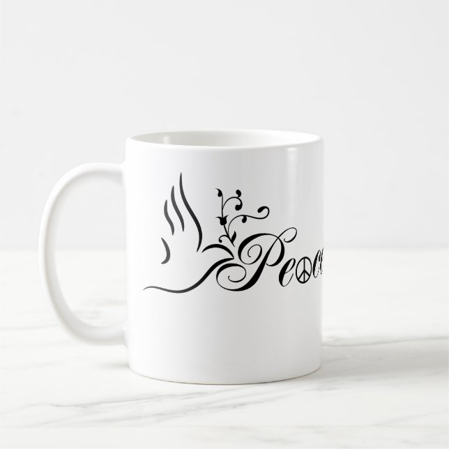 Mug Flying Peace Dove Olive Branch Blue Arrière - plan (Gauche)