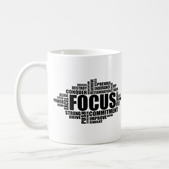 Mug FOCUS – Word Cloud Motivational Design (Gauche)
