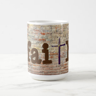 Mug Foi avec croix sur une coupe de boue d'art murale