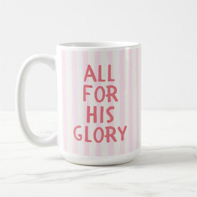 Mug Foi chrétienne rayure rose Bible Citation Mignonne (Gauche)