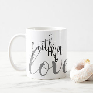 Mug Foi, Espérance & Amour Cadeau de Foi Noir et Gri