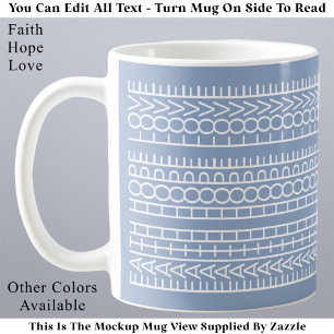 Mug Foi Espoir Amour Bleu Et Blanc Message Caché