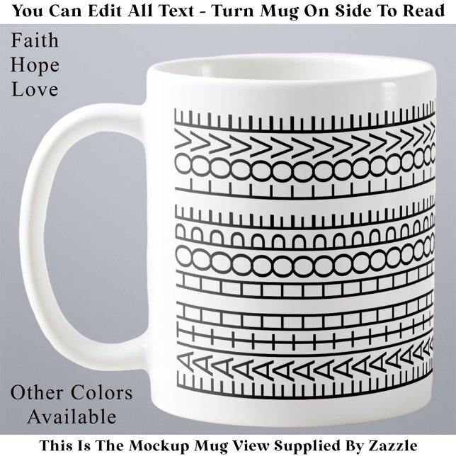 Mug Foi Espoir Amour Noir & Blanc Message Caché (Créateur téléchargé)