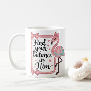 Mug Foi religieuse chrétienne Bible Verse Flamant rose
