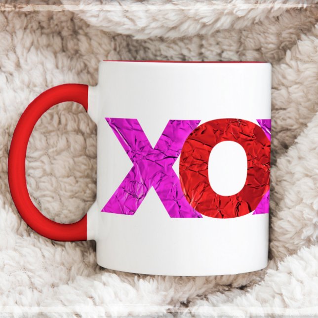 Mug Foil rose rouge XOXO Valentine's Day Modern Bold (Créateur téléchargé)