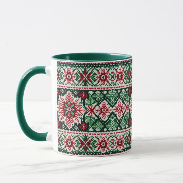 Mug Foire de Noël/hiver île rouge et verte (Gauche)