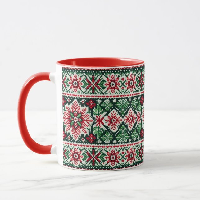 Mug Foire de Noël/hiver île rouge et verte (Gauche)