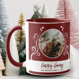 Mug Foliage rouge de vacances festives Photo de famill