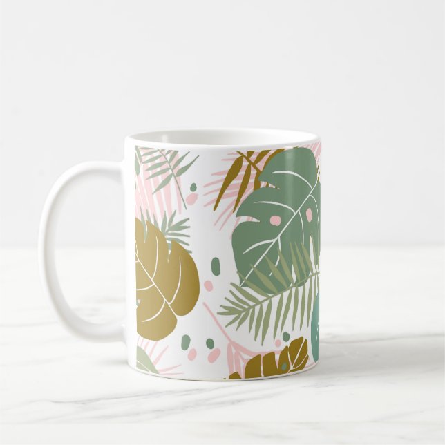 Mug Foliage Tropical - Motif Monstère Et Feuille De Pa (Gauche)