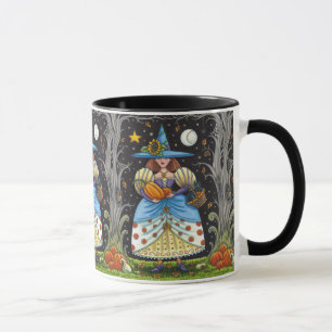 MUG FOLK ART WITTER EN BOIS ÉFFRAYANTS, CHAT NOIR & OW