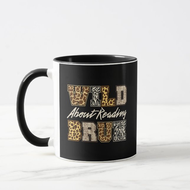 Mug Folle de lecture - Prof d'imprimé d'animaux de saf (Gauche)