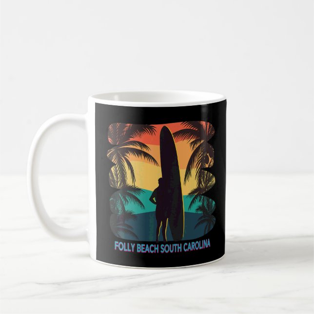 Mug Folly Beach South Carolina Sc Palm Tree Surboard (Gauche)