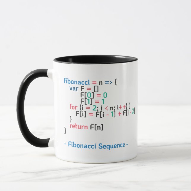 Mug Fonction de séquence Fibonacci| Extrait de code (Gauche)