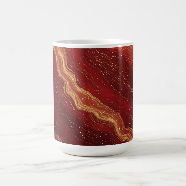 Mug Fond abstrait en marbre doré avec des tourbillons  (Centre)