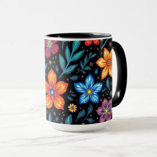 Mug Fond de bouton floral coloré