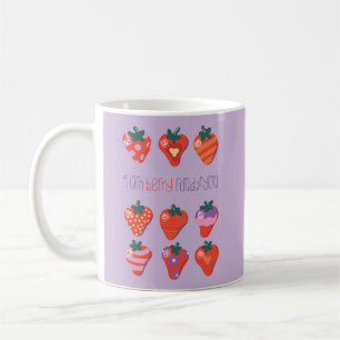 Mug Fond de pois de prune de vous Illustrated Strawber