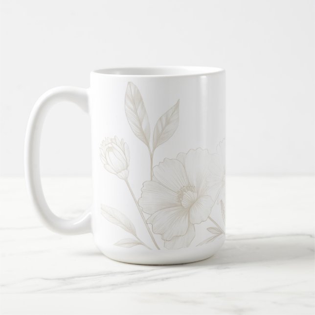 Mug Fond élégant de cadre d'art en ligne florale Boho (Gauche)
