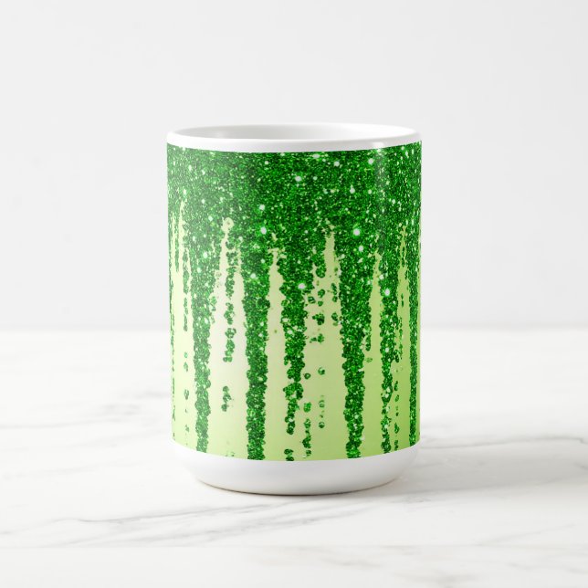 Mug Fond goutte à goutte de paillettes vertes avec sci (Centre)