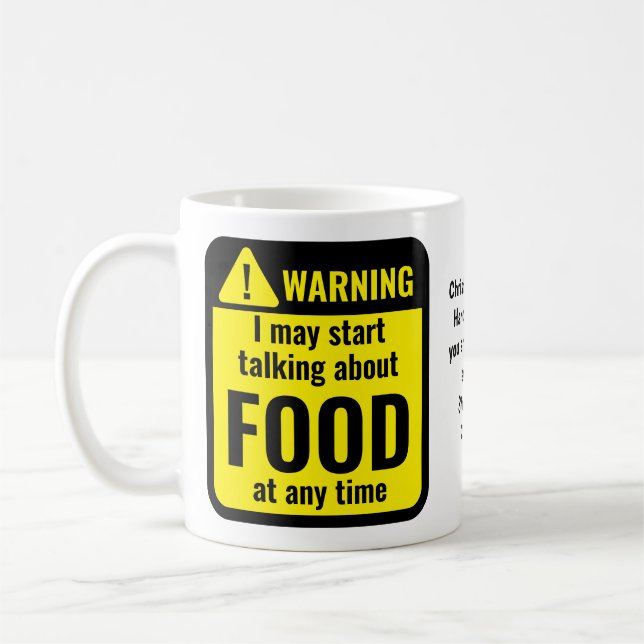 Mug Food Funny Personalized Warning (Gauche)
