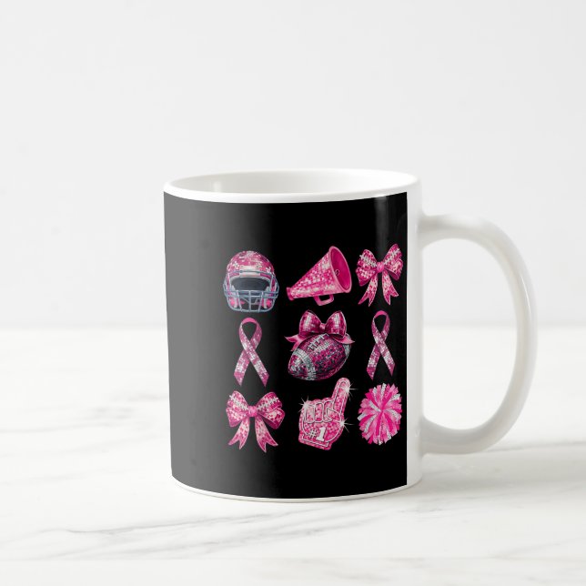 Mug Football Coquette Cheer Mom Pink Out Breast Cancer (Droite)