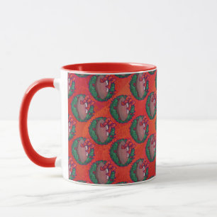 Mug Football de couronne de Noël en rouge