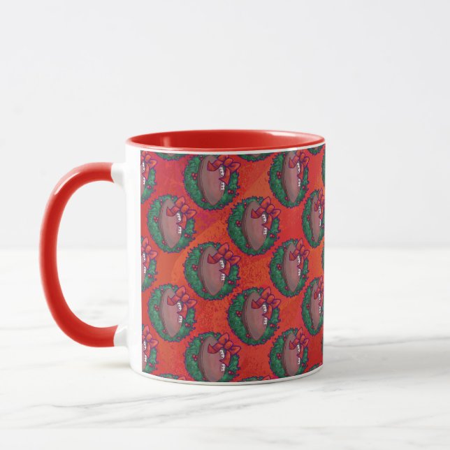 Mug Football de couronne de Noël en rouge (Gauche)