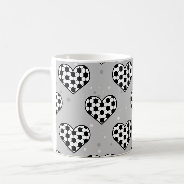 Mug Football / Soccer Ball Texture En Forme De Coeur (Gauche)