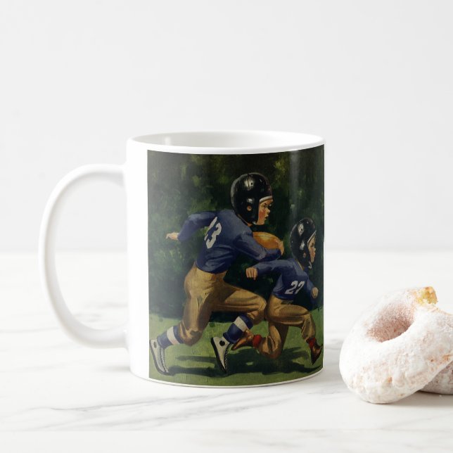 Mug Football vintage, Enfants, Garçons Jouant Sports (Avec donut)