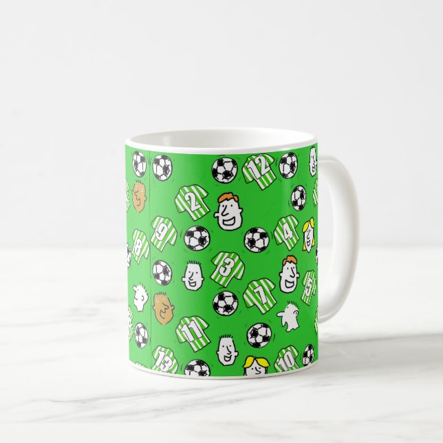 Mug Footballs Vert Blanc Chemises & Fans Plus grand Mo (Devant droit)