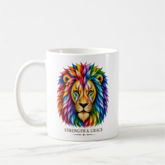 Mug Force et grâce inspirantes - Art abstrait de lion