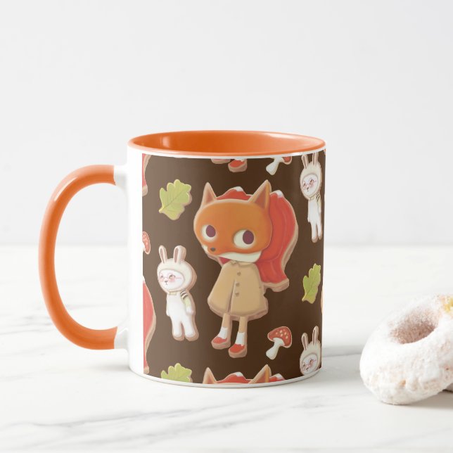 Mug Forest Bakery : motif de fille renard et biscuits  (Avec donut)