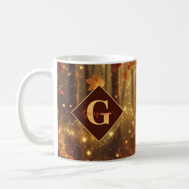 Mug Forêt automnale dorée personnalisée (Gauche)