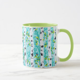 Mug Forêt d'arbre de bouleau d'oiseaux bleus au