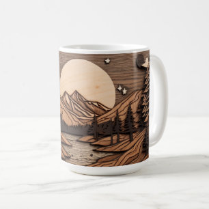Mug Forêt de bois Scène de nuit Pine de mouton et art