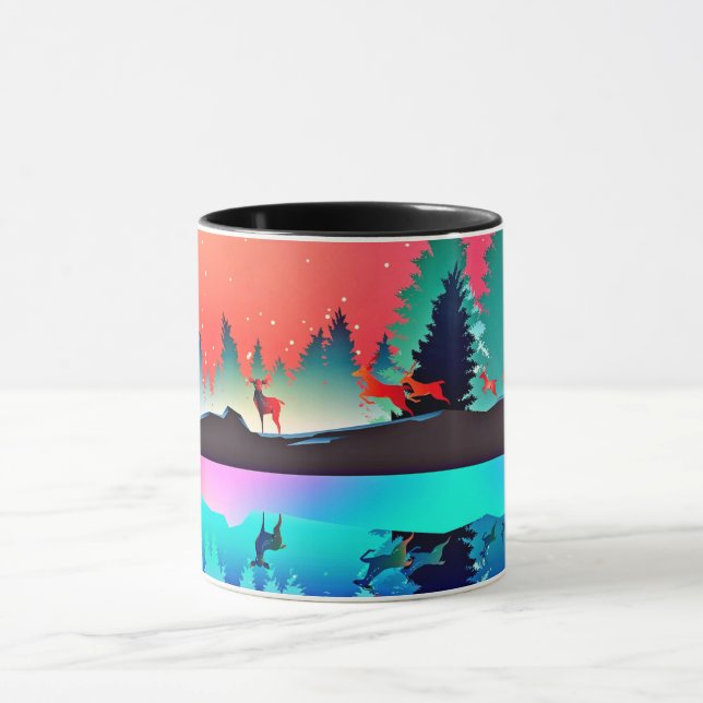 Mug Forêt de cerfs aurores boréales (Centre)