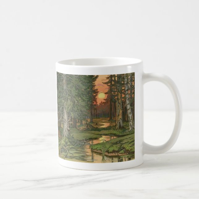 Mug "Forêt de féerie au coucher du soleil" par Ivan (Droite)