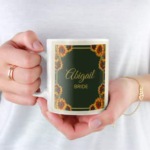 Mug Forêt de mariage tournesol vert futur mariée