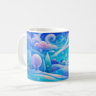 Mug Forêt de montagne enneigée avec de la neige qui to