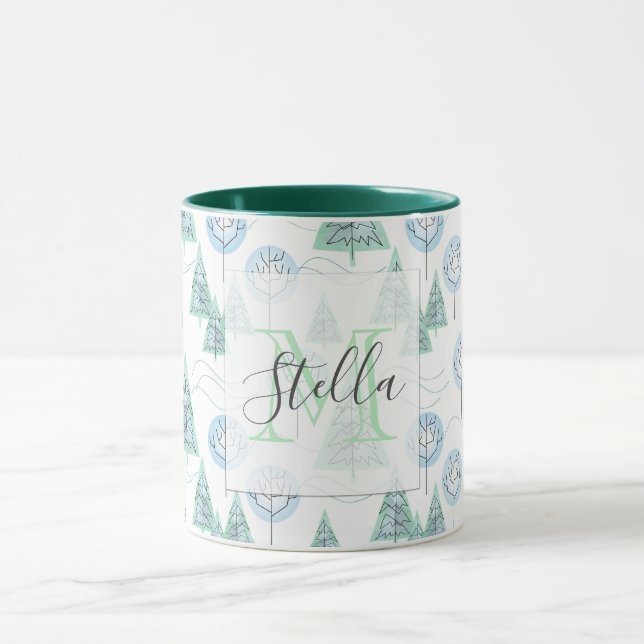 Mug Forêt de Noël, arbres de Noël, arbres, neige (Centre)