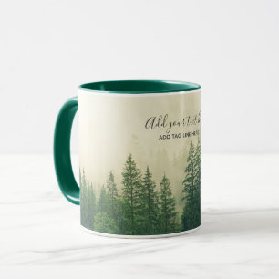 Mug Forêt de pins brumeux Arbre de souvenir personnali