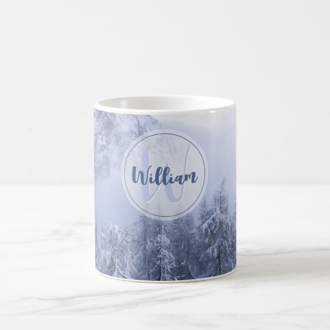 Mug Forêt de sapins brouillard merveilleux d'hiver nei (Centre)