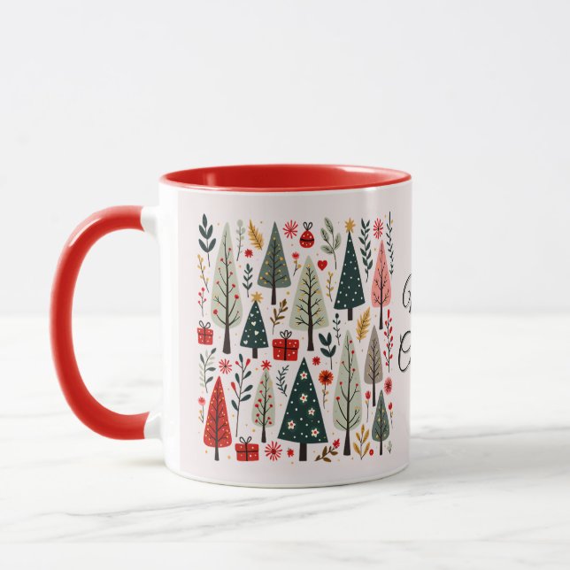 Mug Forêt de sapins de Noël fantaisistes (Gauche)